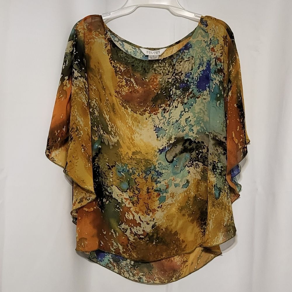 Allison Taylor Women's Oversized Multi-Colored Blouse Size Small - Picture 5 of 12